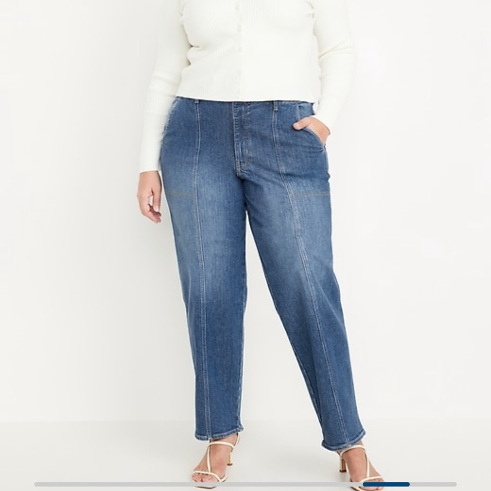 Old Navy Hight Waisted O. G. Loose Utility Jeans, Gently Worn w/Loose Zipper